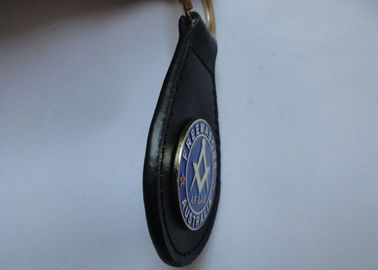 Aluminium, Roestvrij staal, Zacht pvc, het Leer Keychain van Messingsvrijmetselaars met het Bosseleren