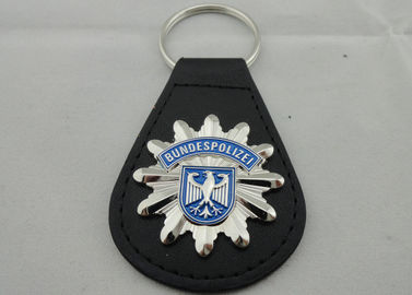 3D BUNDESPOLIZEI-Leer Keychain, Aangepaste Keychains met het Emailembleem van de Zinklegering