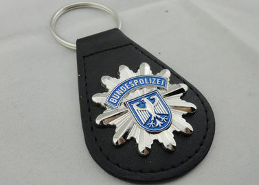 3D BUNDESPOLIZEI-Leer Keychain, Aangepaste Keychains met het Emailembleem van de Zinklegering