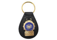 De Politiedouane Gepersonaliseerd Leer Keychain van New York met Embleem van het Messings het Zachte Email, Geplateerd Goud