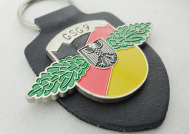 GSG9 gepersonaliseerd Leer Keychains, Promotiekeychains met Embleem met Zacht Emailembleem