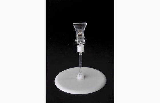 De transparante PS Plastic Klem van de Prijskaartjehouder, POP Klem met Ronde Basis 15*9cm