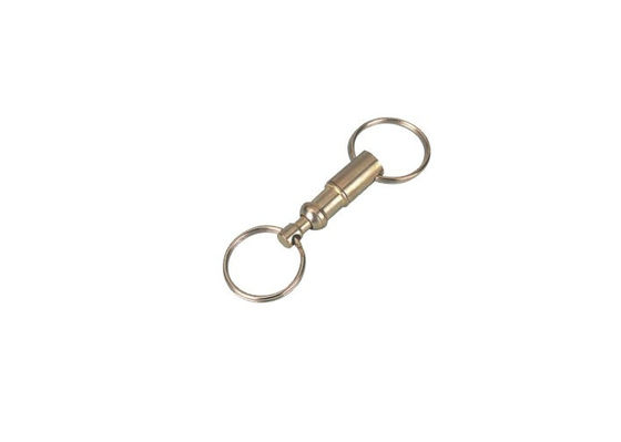 Messingsduw en Trekkracht apart dubbele sleutelring, Staal Promotiekeychains 30596