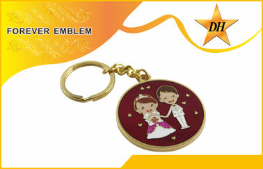 Metaal Promotiekeychains van het gouden Plateren het Zachte Email voor Huwelijkspartij