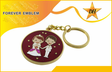 Metaal Promotiekeychains van het gouden Plateren het Zachte Email voor Huwelijkspartij