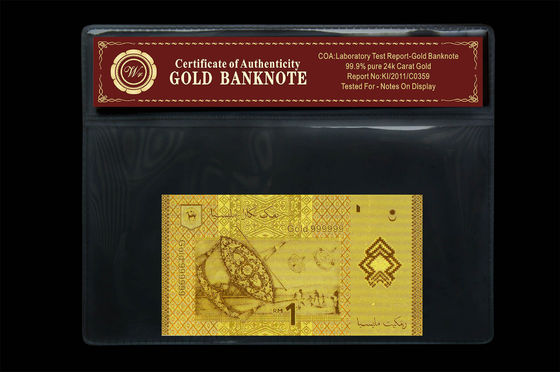 Schitterende Nota Maleisië 1 Ringgit 24k Gouden Bankbiljet met Plastic Houder