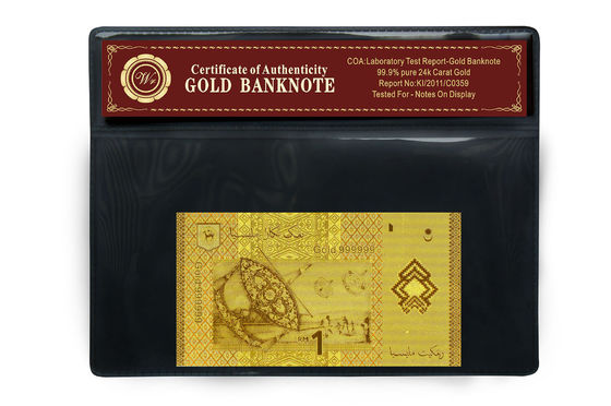 Schitterende Nota Maleisië 1 Ringgit 24k Gouden Bankbiljet met Plastic Houder