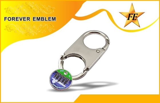 Het Muntstuksleutelring en Muntstukhouder Keychain van het supermarktkarretje met Douaneembleem