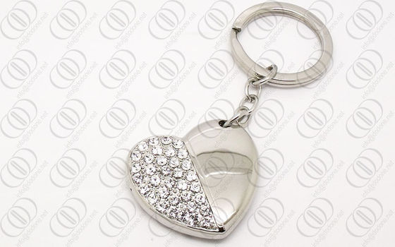 Het Hartvorm Keychain van het juwelenroestvrije staal met Duidelijke Swarovski-Kristallen