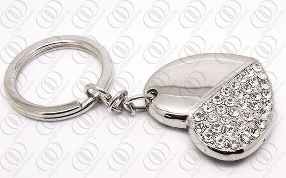 Het Hartvorm Keychain van het juwelenroestvrije staal met Duidelijke Swarovski-Kristallen