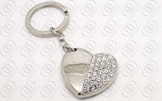 Het Hartvorm Keychain van het juwelenroestvrije staal met Duidelijke Swarovski-Kristallen